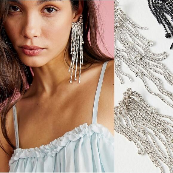 Free People Comeback Kid Ear Party NWT Dangles Rhinestones Fringe Western Boho - Picture 9 of 12